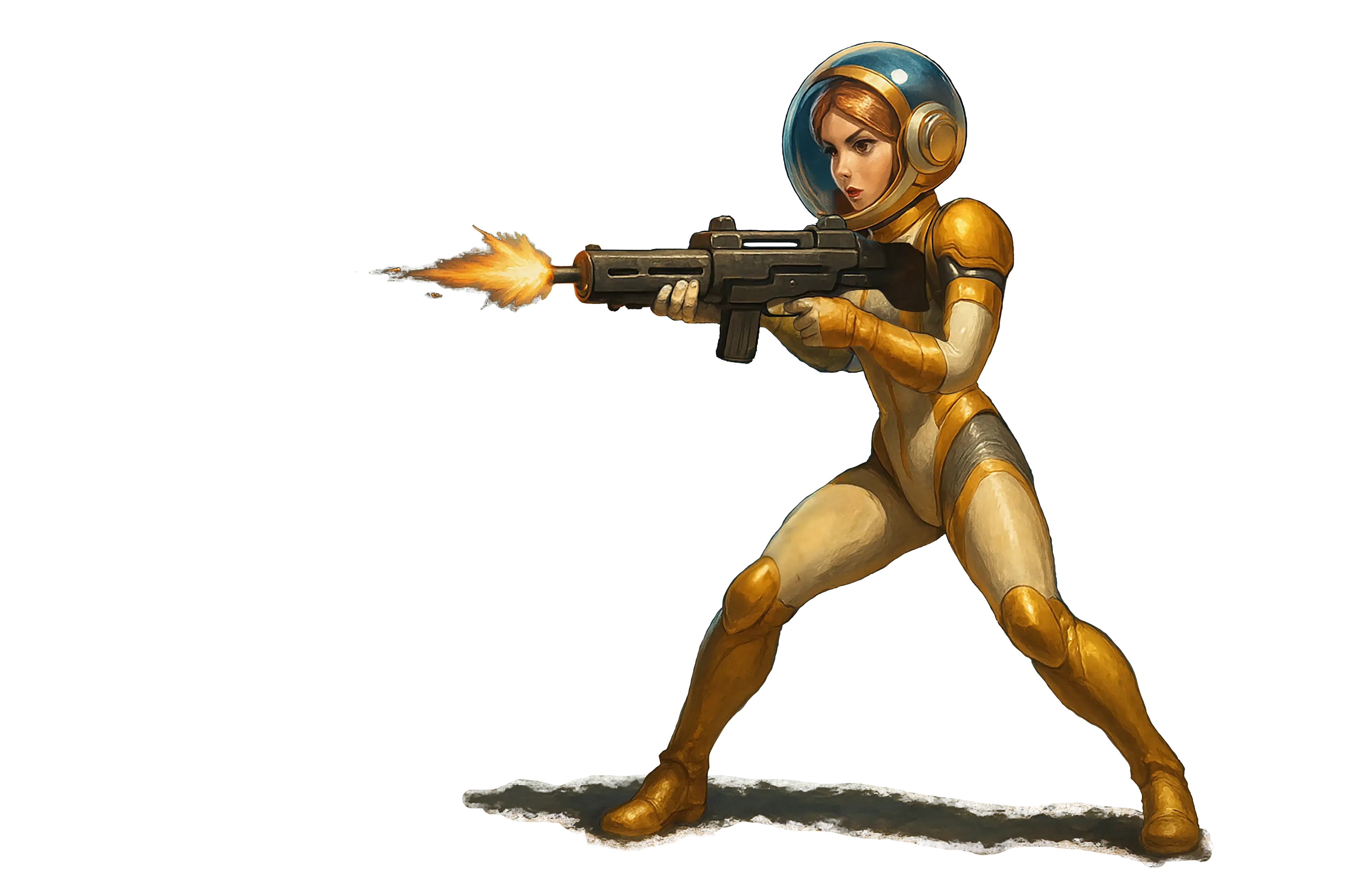 Character with shoulder fire